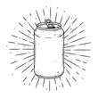 © ALEKSEI - Aluminum can. Hand drawn vector illustration with Aluminum can and divergent rays. Used for poster, banner, web, t-shirt print, bag print, badges, flyer, logo design and more.
