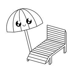 Wall Mural - chair beach with umbrella open kawaii