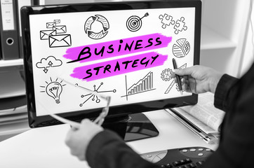 Business strategy concept on a computer monitor