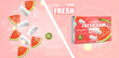 Watermelon chewing gum Vector realistic. Advertise template mock up. Product placement detailed label design. Fresh juicy watermelon flavor. 3d illustrations