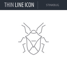 Symbol Of Stinkbug. Thin Line Icon Of Insect. Stroke Pictogram Graphic For Web Design. Quality Outline Vector Symbol Concept. Premium Mono Linear Beautiful Plain Laconic Logo
