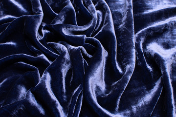Wall Mural - Silk and viscose velvet fabric. The color is blue. Texture, background, pattern.
