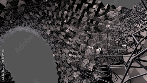 3d Black Surface As 3d Low Poly Abstract Geometric
