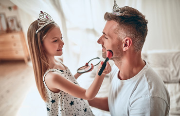 Wall Mural - Father and daughter at home