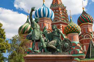 Monument to Minin and Pozharsky on Red Square in Moscow (Russia)