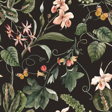 Watercolor Tropical Seamless Pattern