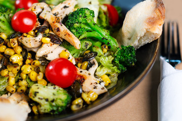 Wall Mural - Fresh chicken and broccoli salads on the table for lunch