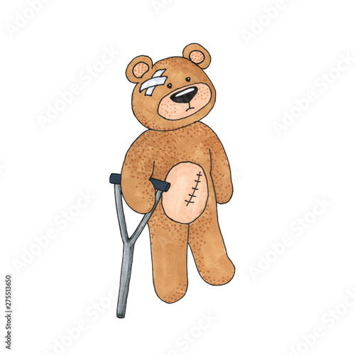 teddy bear with crutches