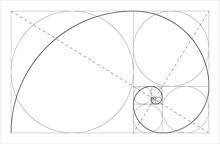 Golden Ratio Geometric Concept. Fibonacci Spiral. Vector Illustration.