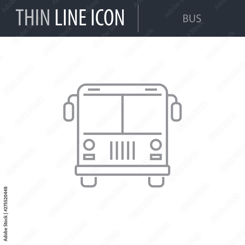 Symbol of Bus. Thin line Icon of Transportation. Stroke Pictogram ...