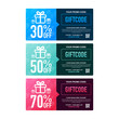 Template red and blue gift card. Promo code. Vector Gift Voucher with Coupon Code. Vector stock illustration.