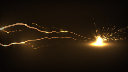 Wall Mural - spark after gold lightning explosion