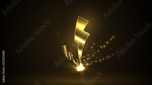 Cuadros en Lienzo yellow lightning strikes on dark background