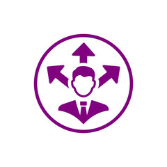 Sticker - Business decision, business plan, decision making, management, plan, planning, strategy purple color icon