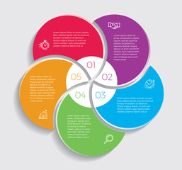 Infographic design vector and marketing icons can be used for workflow layout, diagram, annual report, web design.  Business concept with 5 options, steps or processes. - Vector 