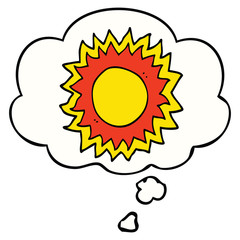 cartoon sun and thought bubble