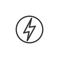 Aufkleber - Lightning, electric power icon template black color editable. Energy and thunder electricity  symbol vector sign isolated on white background. Simple Power Flash logo vector illustration for graphic a