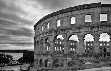 The Pula Arena is the famous Roman amphitheater in Pula, Istria, Croatia, Europe. It was constructed in 27 BC–68 AD.