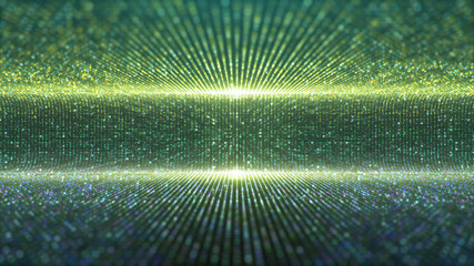 Fototapete - Futuristic abstract glittering moving particles and elegance lights pattern for stage performance show and video jockey background and screensaver