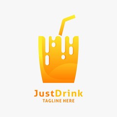 Wall Mural - Orange juice fresh drink logo design