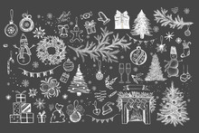 Christmas Design Element In Doodle Style. Hand Drawn. 