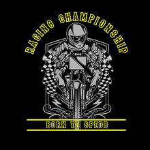 Skull Motorcycle Racing Hand Drawing Vector Hand Drawing,Shirt Designs, Biker, Disk Jockey, Gentleman, Barber And Many Others. Isolated And Easy To Edit. Vector Illustration - Vector