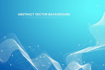 Fototapete - Vector abstract big data visualization. Complex data threads graphic. Abstract vector graphics. Futuristic infographic illustration