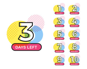 Wall Mural - Set of number days left countdown badge