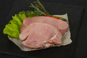 Raw turkey steak