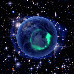 Wall Mural - Planet earth and aurora. The elements of this image furnished by NASA.