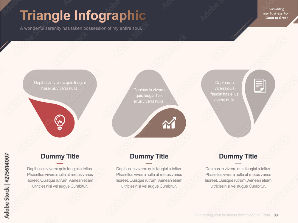 Flat business presentation brochure vector slide template with awesome ...