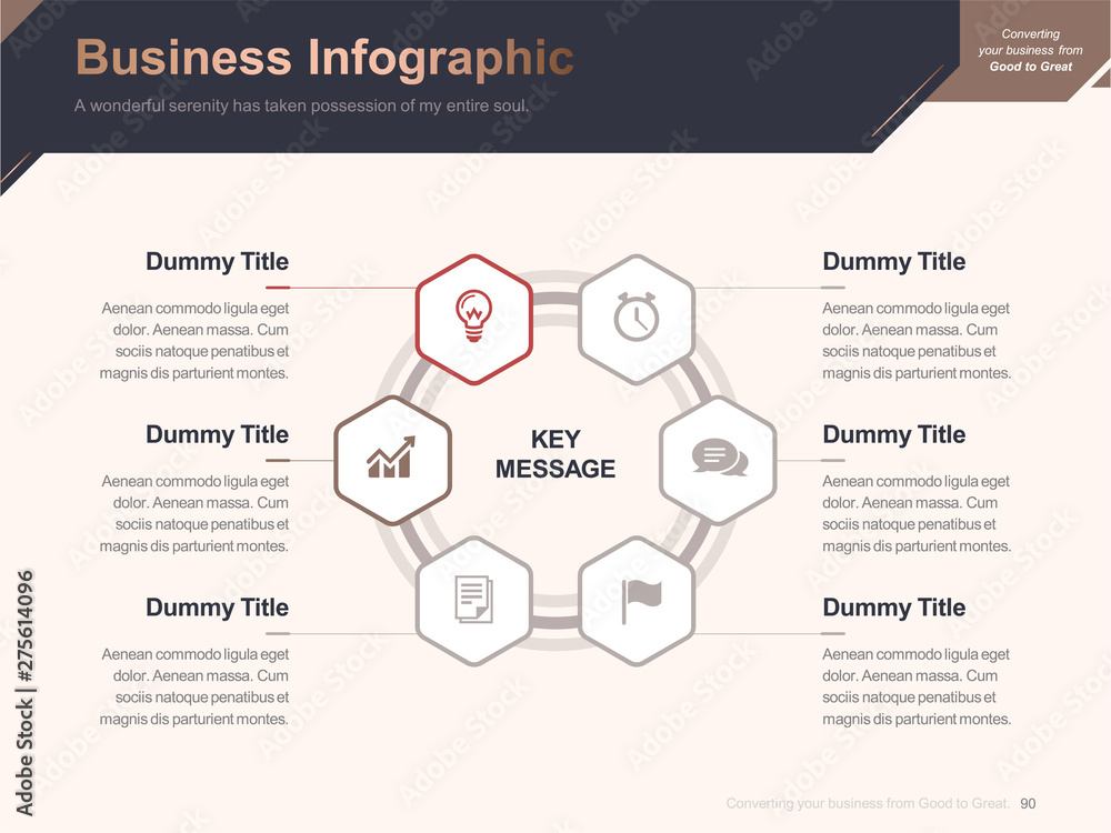 Flat business presentation brochure vector slide template with awesome ...