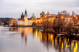 Fototapeta Niebo - Prague Castle River Sunset