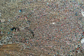 Canvas Print - Plastic pollution crisis. Huge landfill garbage dump in Malaysia	