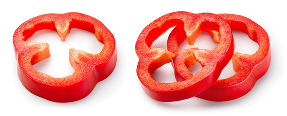 Wall Mural - Paprika. Pepper slice isolated. Red bell pepper. Red peppers. With clipping path.