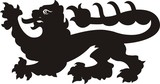 Fototapeta Dinusie - Heraldic lion tattoo. Black / white silhouette