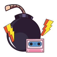 cassette boom comic pop art on white background