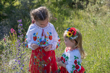 Wall Mural - Sisters in Ukrainian national dress