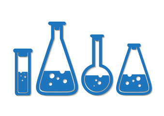 Wall Mural - Chemical flasks icons set. Chemical laboratory equipment isolated on white background. Chemical and biological experiments.