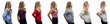 © Krakenimages.com - Collage of young beautiful blonde woman over isolated background looking to side, relax profile pose with natural face with confident smile.