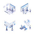 © Pavlo Plakhotia - Programming and coding isometric illustrations set. Software optimization, web designers creating mobile app interface isolated cliparts pack. Programmers and developers teamwork 3d cartoon characters