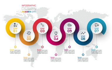 Wall Mural - Circle label infographic with step by steps.