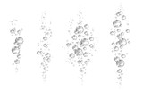 Fototapeta Dmuchawce - Underwater  black fizzing air bubbles on white  background.