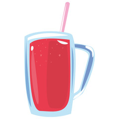 Poster - fresh juice with straw on white background