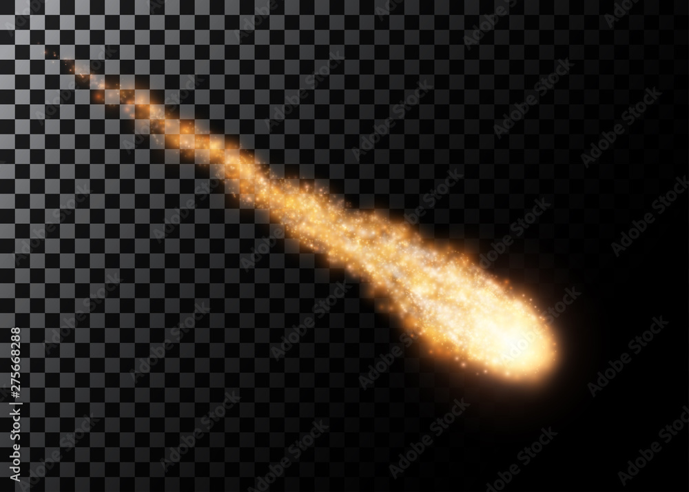 Flying meteor, cosmic object. Vector illustration. - obrazy, fototapety, plakaty 