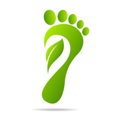 Poster - footprints of green leaves organic health and beauty care design 