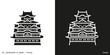 Himeji Castle. Outline and glyph style icons of the famous landmark from Japan.