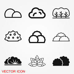 Canvas Print - Bushes icon, vector silhouette isolated on backgorund.