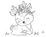 Fototapeta Pokój dzieciecy - Cute cartoon baby deer. Coloring book page for children.
