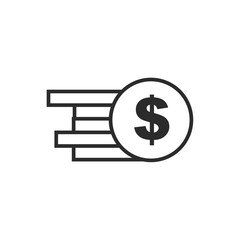 Aufkleber - coin icon template black color editable. coin symbol vector sign isolated on white background. Simple logo vector illustration for graphic and web design.
